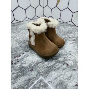 UGG Baby Mallya Boot Chestnut Suede with Fur Collar Western Eskimo Size 2/3